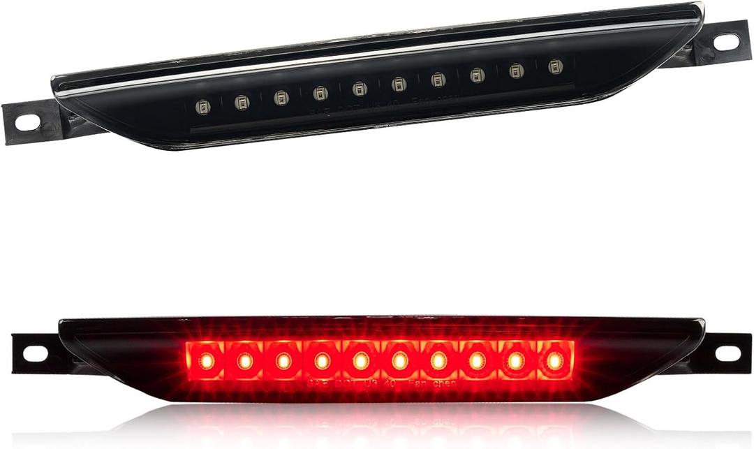 Third 3rd Brake Light LED for 2011-2017 Jeep Grand Cherokee/Dodge Durango, High Mount Rear Brake Lights Assembly for 2007-2016 Jeep Compass, Waterproof Center Cab Lamp Stop Light (Black)