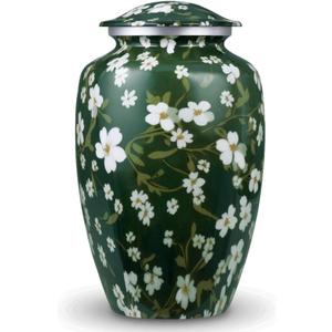 Cremation Urn for Ashes for Women with White Floral Design - 200 cu in Funeral Urns for Men and Women, Decorative Urns for Human Ashes Adult Female