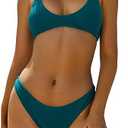 ZAFUL Women's Tie Back Padded High Cut Bralette Bikini Set Two Piece Swimsuit S