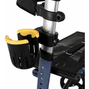 Flat Frame Walker Euro Rollator Cup Holder - Adjustable Clip-On Drink Holder for Wide Flat Frame Bars & Euro-Style Walkers, Holds Water Bottles, Coffee Cups and Travel Mugs (Yellow)