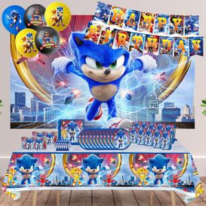 Birthday Party Decorations Kit for 10 Complete Hedgehog Party Supplies with Banner, Balloons, Tablecloth, Plates, Napkins & Much More