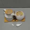 Ceramic Sugar and Creamer Set,12oz Cream Pitcher and 7.5oz Sugar Bowl with Lid,Coffee Serving Set for Cream and Sugar Spices, Condiments (2, Large)