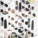 Adjustable Rock Display Case Clear Acrylic Collection Box with Mirrored Arrowhead Stones Storage Display Case Mineral Crystal Collectibles Holder Organizer Showcase Shelves with Lid