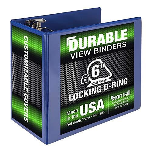 Samsill Durable 6 inch 3 Ring Binder, Made in USA, Locking D Ring 100% Recycled Chipboard, Blue