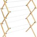 Whitmor X-Frame Clothes Drying Rack, Stabile Wood Frame with Slanted Feet, Smooth Vinyl Wrapped Rods, 23.8 Feet of Hanging Space, Ready to Assemble, Flat Top, Natural