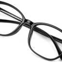 VisionGlobal Blue Light Blocking Glasses for Women/Men, Anti Eyestrain, Computer Reading, TV Glasses, Stylish Square Frame, Anti Glare(Black,+4.00 Magnification) (05_nola_black)