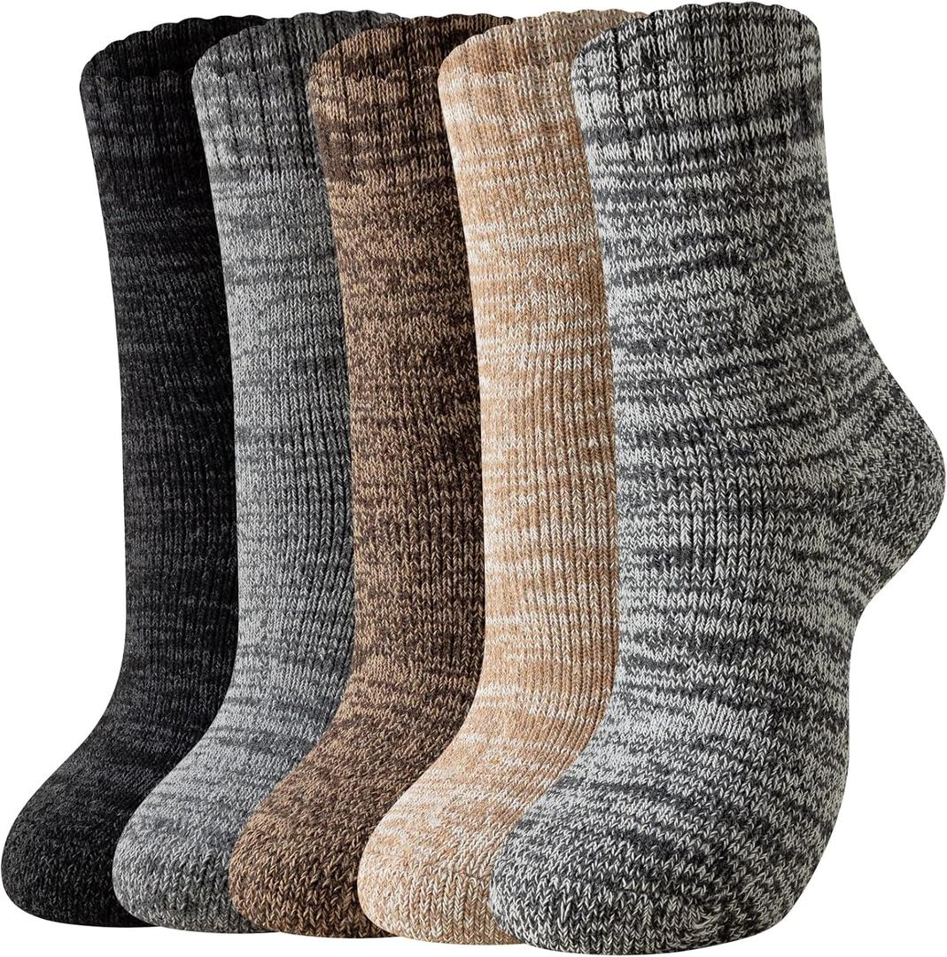 Tavaleu Wool Socks for Women Men,Winter Soft Cozy Thermal Sock Warm Breathable Crew Boot Socks (Grey&coffee&black&khaki&dark Grey)