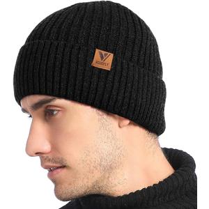 Vgogfly Lined Men Beanie Slouchy Knit Skull Cap Warm Stocking Hats Guys Women Striped Winter Beanie Hat