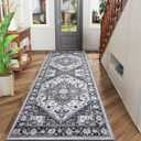HOMORE 2x6 Ft Hallway Gray Runner Rug for Entryway Indoor Kitchen Runner Rugs Non Skid Machine Washable for Bedroom,Stain Resistant Low Pile Accent Throw Rug for Living Room (Grey)