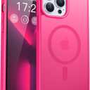 2 x for iPhone 13 pro Phone Case, Compatible with Magnetic, Military Grade Drop Protection Translucent Matte Shockproof Anti-Scratch/Anti-Fingerprint Case for iPhone 13 pro (neon Pink)