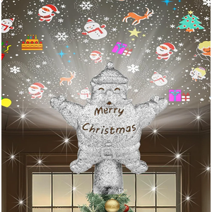 CCBodily Christmas Tree Topper Star LED Rotating - 5 Projection Modes Lighted Glitter Sparkling Holiday Decor Gift Silver