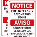 2 Pack Employees Only Beyond This Point Sign Bilingual, 10" x 7" Reflective Aluminum, Rustproof, UV Protected, Weatherproof, Staff Only Sign for Doors, Work Areas