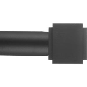 1" Curtain Rod Telescoping Single Drapery Rod 36-72 Inches, With Square Heavy Duty Aluminum Alloy Finials, Matte Black