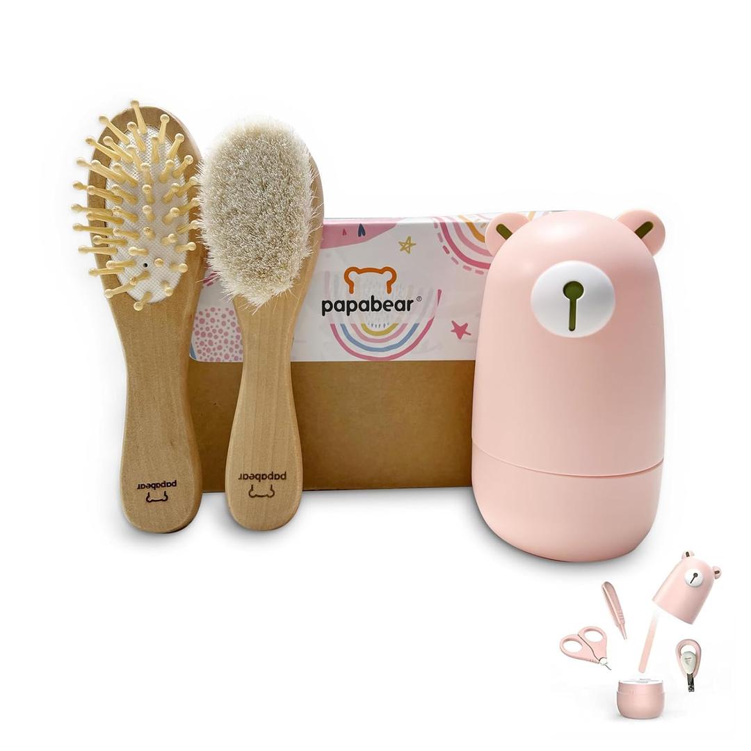 Baby Nail Clippers Set with Cute Case, Infant Fingernail and Toenail File Kit for Newborn Manicure and Pedicure, New Mom Grooming Gift (Pink)