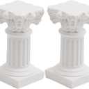2Pcs White Roman Pillar Statues Greek Columns Candle Holder Mini Roman Pillar Greek Columns Mini Resin Decorations for Wedding Table Garden Home Decoration
