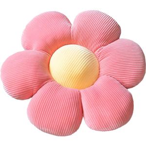 Flower-Shaped Cute Pillow, Flower Cushion, Reading Pillow and Leisure and Comfortable Pillow, Car Cushion (Pink/Yellow, 40cm*40cm)