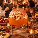 1.3 Gallon Fall Pumpkin Plastic Drink Dispenser with Metal Stand