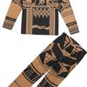 Kids Boys Halloween Long Sleeve T-Shirts Pants Cosplay Suits Christmas Costume With Leaf Skirts (120 (5-6 years), Brown)