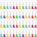 Plastic Duck Keychains Duck Party Favors Cute 3D Chains Small Ducky Pendant Accessories for Birthday Party Baby Shower (multi Color, 96 Pack)
