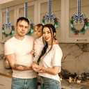 Crowye 12 Pcs Small Mini Christmas Cabinets Wreaths for Kitchen with Ribbon 10'' Hanging Artificial Green Leaves Decor Berry for Window Front Door Kitchen Wall Decor (Black and White)