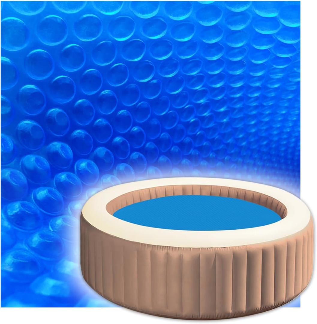 Solar Pool Cover 10 Foot Round, 10 Mil Blue Bubble Pool Blanket Heat Retention, Circle Thermal Cover for Above Ground Inground Pools and SPA Hot Tubs.