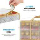 ZOBER Christmas Ornament Storage Box Plastic - Stores 128 3" Ornaments with Individual Trays - Ornament Organizer Storage Box, Durable Christmas Containers Holder - Gold