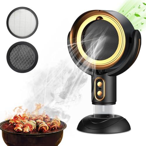 Portable Range Hood, USB Desktop Exhaust Fan with 2 Speed, Removable and Washable Filter,Wireless Desktop Kitchen Range Hood for Indoor BBQ,Hot Pot,Large Oil Collection Cup,Extractor Hood