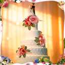 Cake Topper Flowers 3 Piece, Pre-made Flower Cake Decorations Cake Topper Artificial Rose Flowers for Fall Wedding Cake Decor Baby Shower Birthday Party(Purple Champagne)
