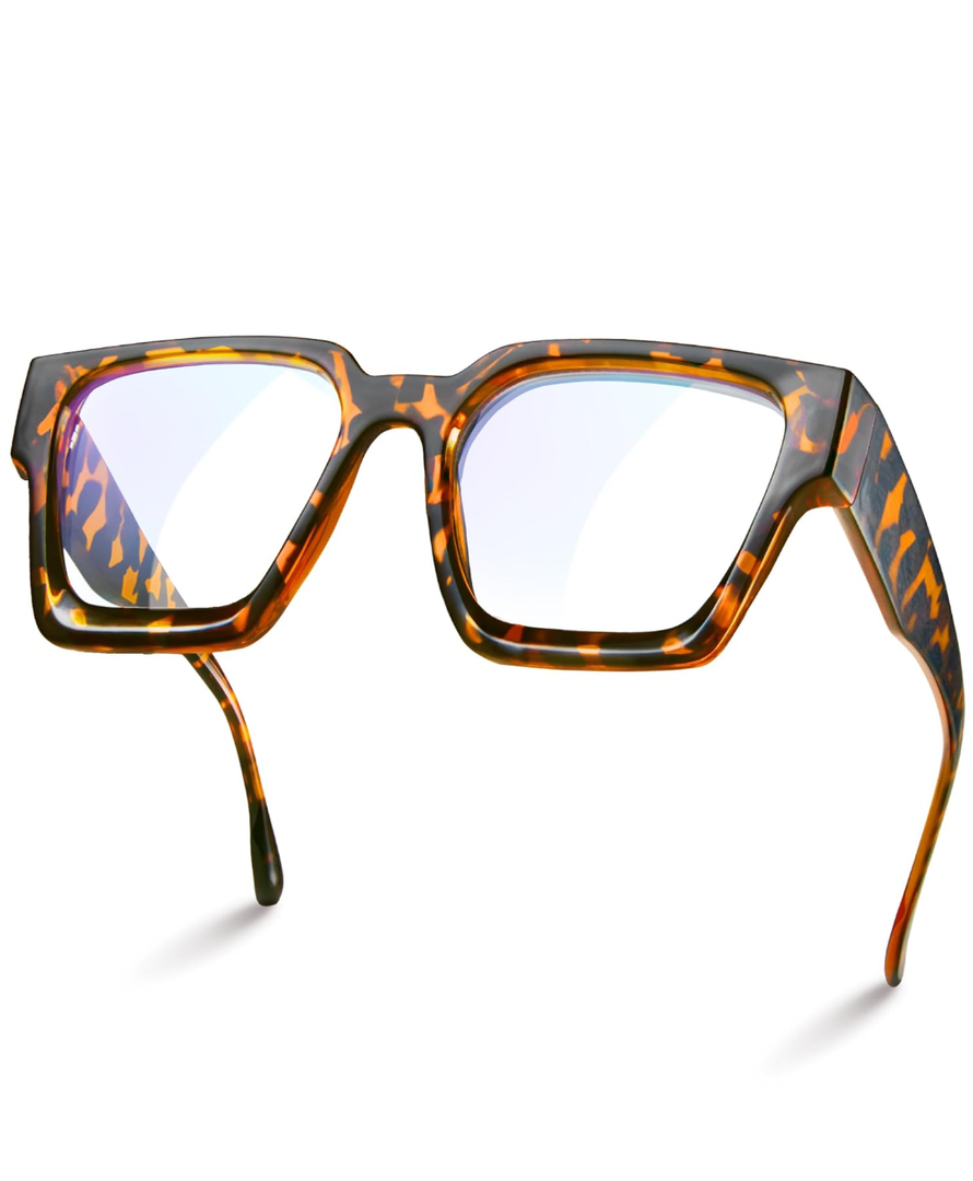 livho Oversized 99% Blue Light Glasses for Woman - Rectangle Fashion Glasses for Computer, Chic Preppy Frame - Anti Eyestrain