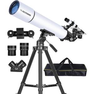 Celticbird Telescope for Adults Astronomy Beginners, 80mm Aperture 800mm Refractor Telescopes for Adults High Powered with AZ Mount, Carry Bag, Phone Mount, Color: 80800white