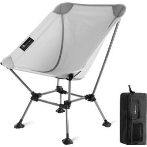 MOON LENCE Camping Chair Plus, Upgraded Comfort & Size, Still Compact and Lightweight, Folding Portable Chair for Backpacking & Hiking, 400Lbs Capacity, Gen 3 Plus (Grey)
