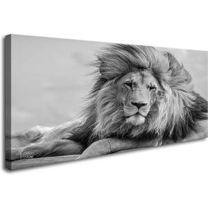 YYYYHPP YP0975 Brown Lion Wall Art in Black and White Canvas Wall Art Framed Animal Canvas Prints Painting Pictures Ready to Hang for Living Room Bedroom Kitchen Home and Office Wall Decor