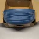 Deep Dinner Plates 10 Inch, Plastic Plates Reusable, Unbreakable Wheat Straw Plates Set of 8, Microwave and Dishwasher Safe Serving Plate for Main Course - Blue