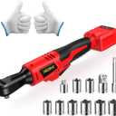3/8 Inch Cordless Ratchet Wrench for Milwaukee M18 18V Battery - 42Ft-Lbs Brushless Motor Electric Ratchet Set with 0-220RPM Variable Speed,8 Sockets,1/4" and 1/2" Adapters,3" Extension Bar(Tool Only)