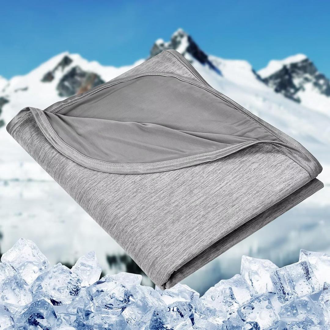 HOMFINE Cooling Blanket for Hot Sleepers - Summer Blanket Thin Lightweight Breathable Soft Double Side Enhanced Cooling for Bed Couch Sofa, Keep Cool for Night Sweats (Grey, 60 x 80 inches), Twin