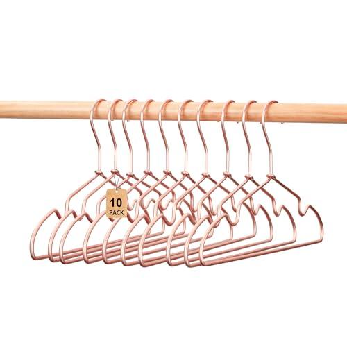 Koobay Rose Gold Metal Wire Children Baby Non Slip Toddler Infant Newborn Kids Hangers,12.6" Space Saving Baby Clothes Coat Children's Closet Durable Hangers 10 PCS