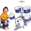 Kids Drum Set for Toddlers 1-3, Upgraded Kids Jazz Drum Ages 3-5, Musical Instrument Toys & All Plastic, Percussion Beginner Christmas Gift Toys for 3 4 5 6 Year Old Boys Girls Ages 2-5 4-6 5-7