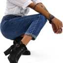 mysoft Women's Ankle Boots Chunky Stacked Heel Zipper Booties - Available in Wide Sizes (Buckle Black)