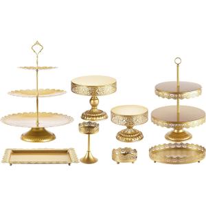 Cake Stand Set-8 Pcs Gold Cake Stand -Dessert Table Display Set-Cake Stands for Dessert Table-Table Decoration Display Tower Plate for Baby Shower, Wedding, Birthday Party, Christmas Celebration