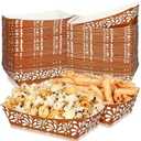 Zhehao 100 Pcs Cielito Lindo Party Decoration Supplies Mexican Snack Trays Platos De Barro Terracotta Clay Mexicanos Nacho Popcorn Disposable Trays for Cinco De Mayo Wedding(Blue Flower)