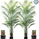 5ft Artificial Areca Palm Plant Fake Palm Tree with 17 Trunks Pre-Potted Artificial Plant with Realistic Moss for Home Office Faux Tree for Indoor Outdoor (5 Feet-2 Pack)