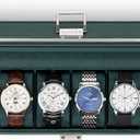 Vlando Watch Case for Men, 6-Slot Watch Box with Glass Lid, Lockable, Business Lychee Leather, Soft Pillow, Gift for Fathers, Husband, Friend - Dark Green