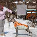 Lelepet Warm Dog Winter Coat Dog Coats for Large Dogs Waterproof Dogs Jacket with Harness Built in Reflective Cold Weather Coats Zip-Up Winter Fleece Vest Snowsuit Boston Terrier Orange Plaid L