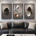 Framed Large Modern Abstract Wall Art for Living Room, Large 3 Piece Black and White Bright Style Artwork, Minimalist Geometric Painting Prints for Dining Room Hallway Office Wall Decor, 24x36 In