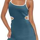 LAMISSCHE Womens Tennis Dress Built in Bra and Shorts Athletic Golf Mini Dress Backless Cut Out Onesie Romper (Blue, M)