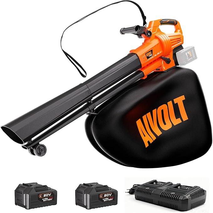 AIVOLT 40V Cordless Leaf Blower and Vacuum Mulcher Combo, Portable Leaf Vacuum Cordless with 40L Bag, Brushless Motor, 2 * 4.0Ah Batteries for Effortless Lawn Cleanup