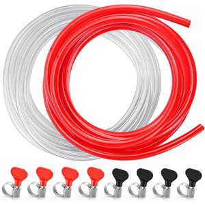 10FT Kegerator Beer Co2 Gas Dual Lines Kit, ID 3/16" Keg Beer Lines Tubing & ID 5/16'' Co2 Gas Hose Food-Grade PVC Tubing Keg Faucet Tube with 6Pcs Hose Clamps for Homebrew