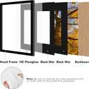 11x14 Double Floating Mat Wood Picture Frame, Display 8x10 with Double Black Mat, 8 x 10 Matted Frame with Shatter Resistant Plexiglass, 4 Pack, Black