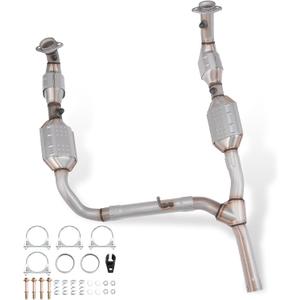 High Flow Catalytic Converter Kit Compatible with F150 2004-2006 & Mark LT 2006-2008 5.4L V8 engine 4WD Transmission, Replace# 645217 53569 645218 50553 EPA Compliant
