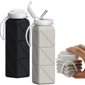 BEAUTAIL Collapsible Water Bottles 20.6oz, Silicone Foldable Portable Travel Water Bottle, Lightweight Reusable Leakproof for Traveling Camping Hiking Cycling Yoga Sports Outdoor